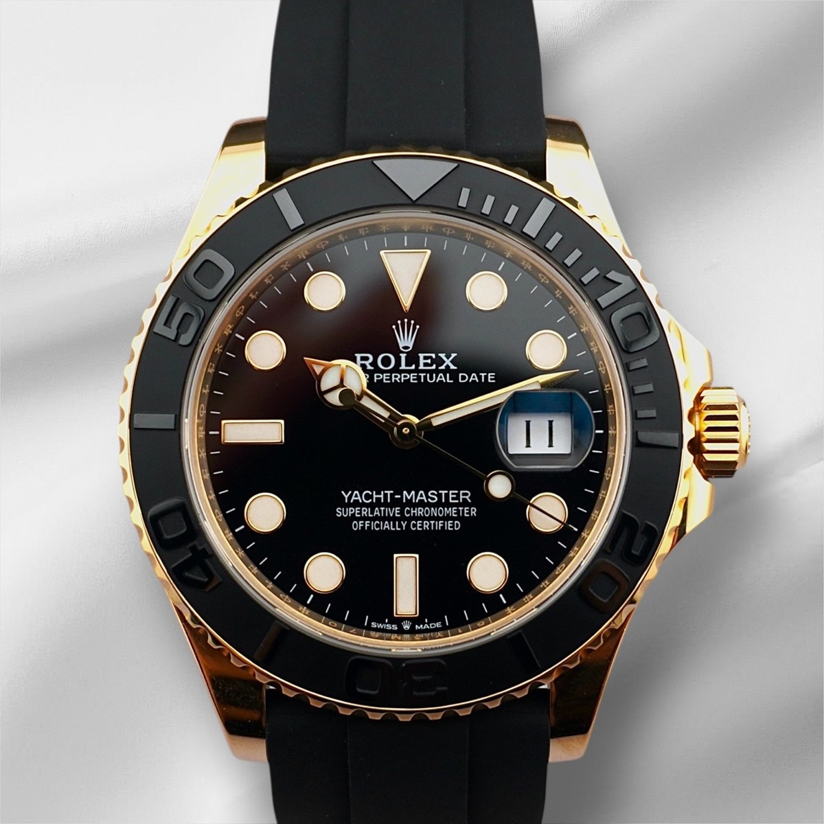 Rolex 42mm Yacht-Master Yellow Gold Oysterflex Bracelet Mens Watch