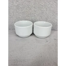 2 White Porcelain Schmidt Coffee Tea Cups Stacking Made in Brazil