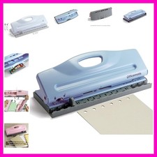 Adjustable 6-Hole Punch for Planners and Binders, 8 Sheet Capacity, Blue