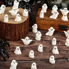 60PCS Mini Ghosts Figurines, Halloween Miniature Resin Ghost Decor