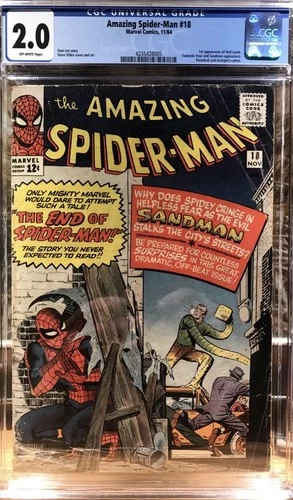 Amazing SPIDER MAN 18 CGC 2.0 Stan Lee 1st Ned Leeds Sandman story Ditko 11/1964