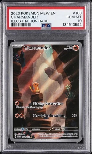 2023 POKEMON MEW EN-151 ILLUSTRATION RARE #168 CHARMANDER PSA 10