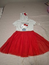 Girls' Hello Kitty Hooded Cosplay Short Sleeve Tutu Dress - Red/White