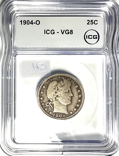 1904 O Barber Quarter ICG VG 8 Details