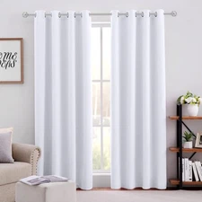 HOMEIDEAS Pure White Curtains for Bedroom 52 X 84 Inch Long 2 Panels Set