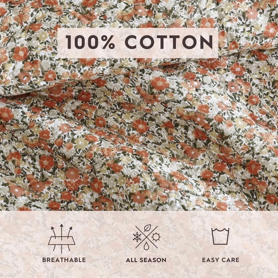 NUEVO Juego de Edredón Laura Ashley Loveston Terracota Floral Completo/Queen Foto 2 de 4