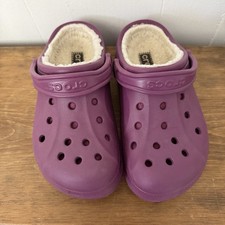Crocs Classic Lined Clogs Purple Fleece Warm Cozy Winter Shoes M4 W6