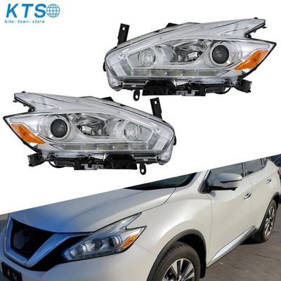 For Nissan Murano 2015-2018 Halogen Type LED DRL Projector Headlights Set Chrome