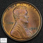 1909 VDB Red-Brown Lincoln Wheat Copper Cent 1C (MS BU RB)