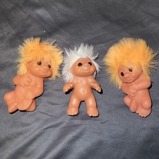 Lot of 3 Vintage Newborn Norfin Babies Dam Troll Dolls 1985 3” Infants