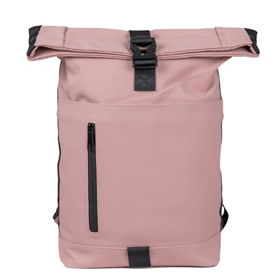 Rolltop Rucksack Damen Herren Wasserfester Rucksack mit Laptoptasche / Rosa