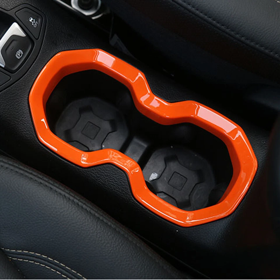 For 2016+ Jeep Renegade Orange Water Cup Holder Covers Trim Frame Accessories - Imagem 4 de 4