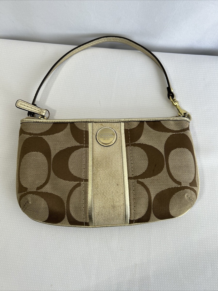 Coach Canvas Logo Clutch Bag, Brown Beige Gold | eBay