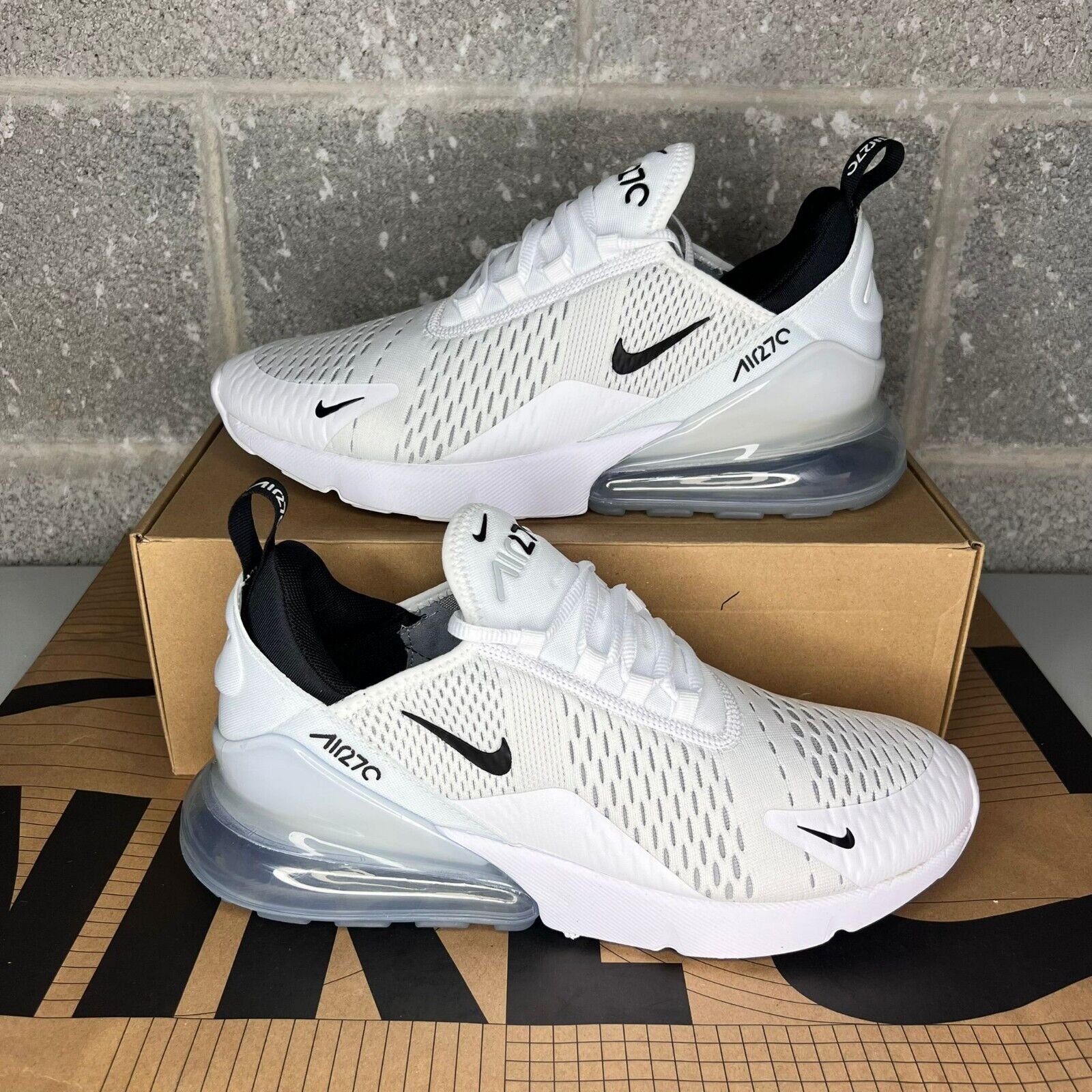 Guardia dramático caja de cartón Nike Air Max 270 White Black Sneakers Shoes Sportswear MEN&#039;S 9 -  AH8050 100 | eBay