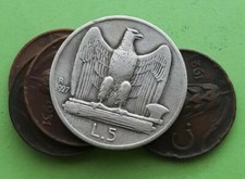 LOTTO STOCK  5 MONETE  ITALIA  5 CENT CON 5 LIRE IN ARGENTO DEL 1927