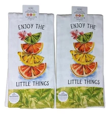 Set of 2 ENJOY THE LITTLE THINGS Zesty Citrus Kitchen Towels by Kay Dee Designs