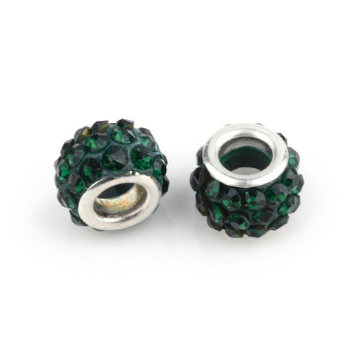 100pcs Rhinestone European Beads Large Hole Polymer Clay Spacer Bead 10~12mm - Picture 7 of 32
