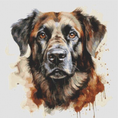 Anatolischer Schäferhund Welpe Hund zeitgenössisches Kunstwerk groß Original Kreuzstich
