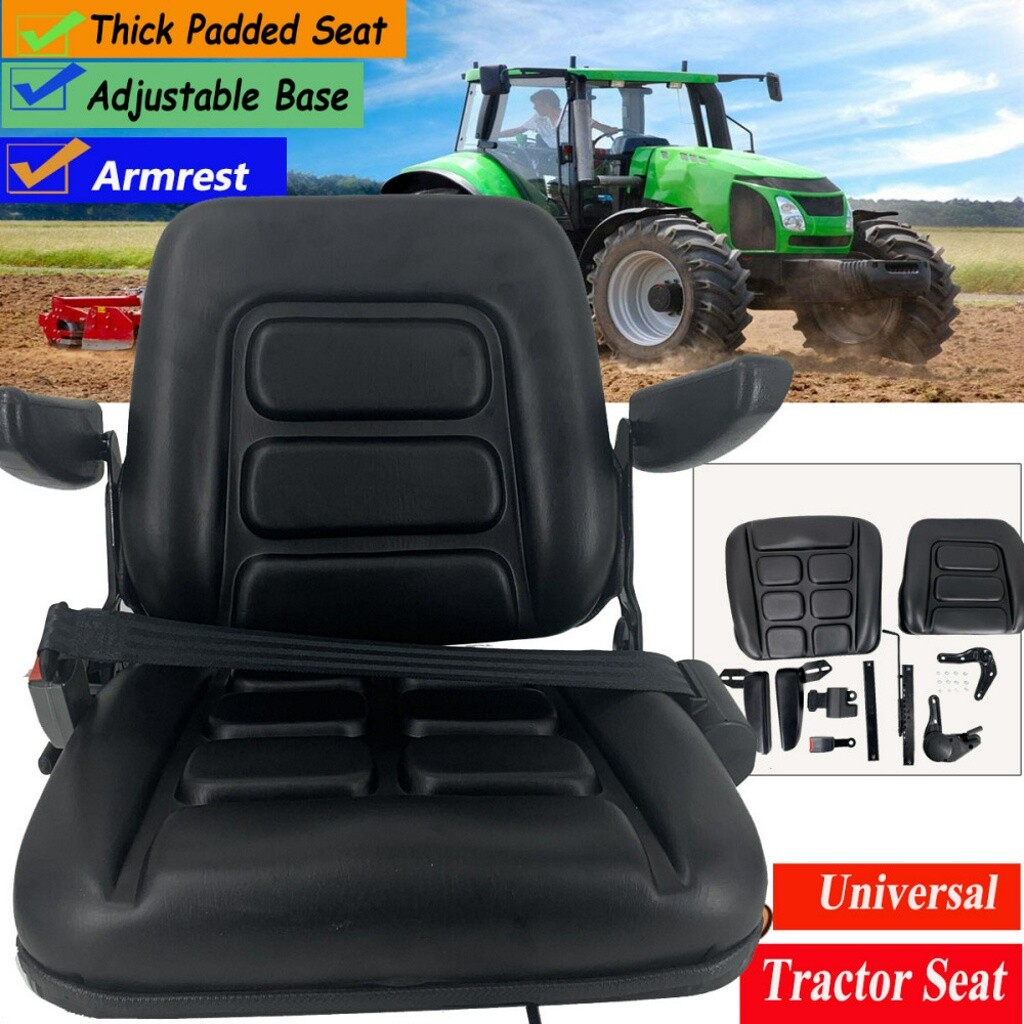 Universal Adjustable Tractor Seat with Safetybelt and Armrest Fit