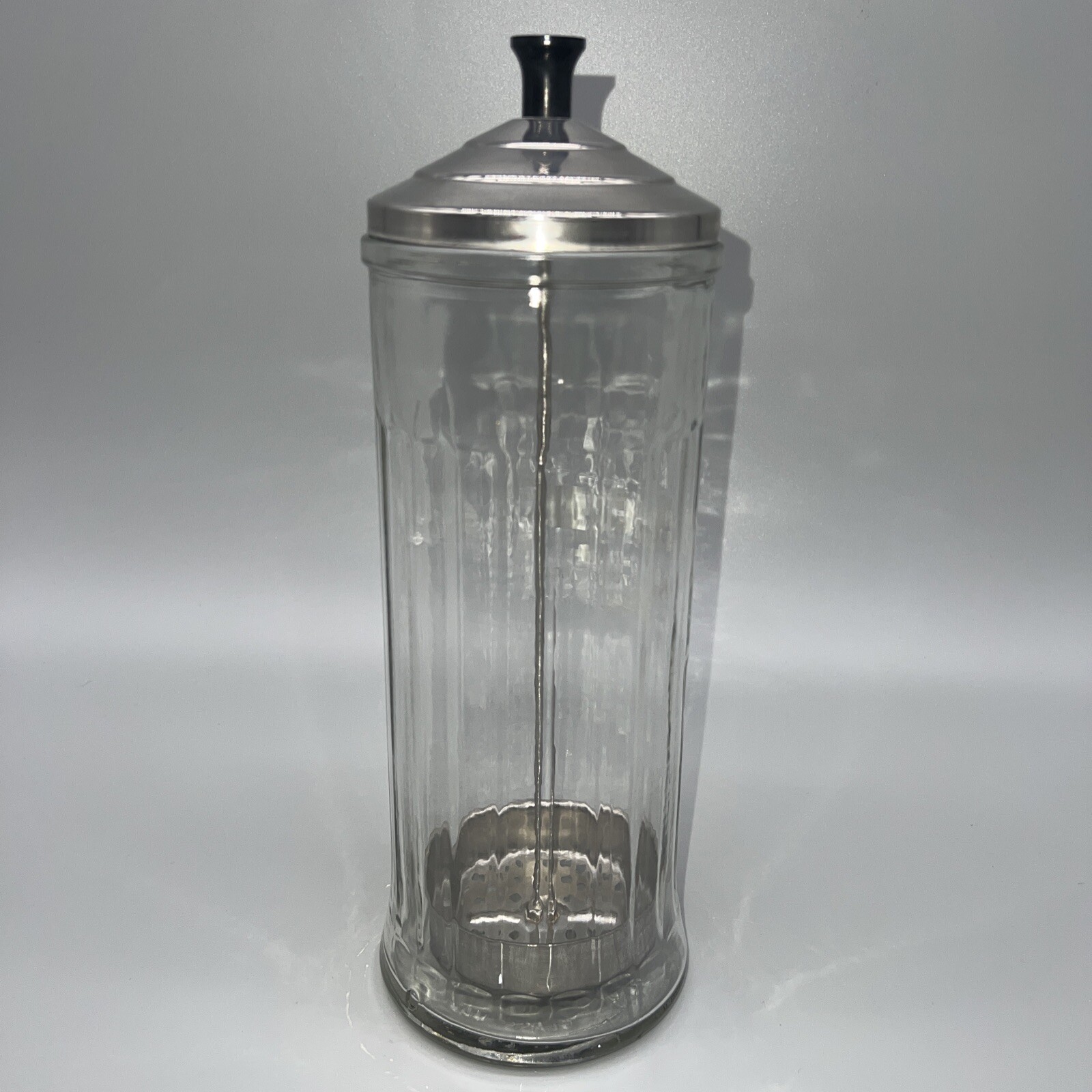 VINTAGE BARBICIDE Glass Disinfectant Barber Beauty Shop Comb Jar KING