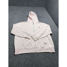 Women's Pink Activewear Full Sleeve Zip Closure Casual Cotton Hoodie Size XXL
