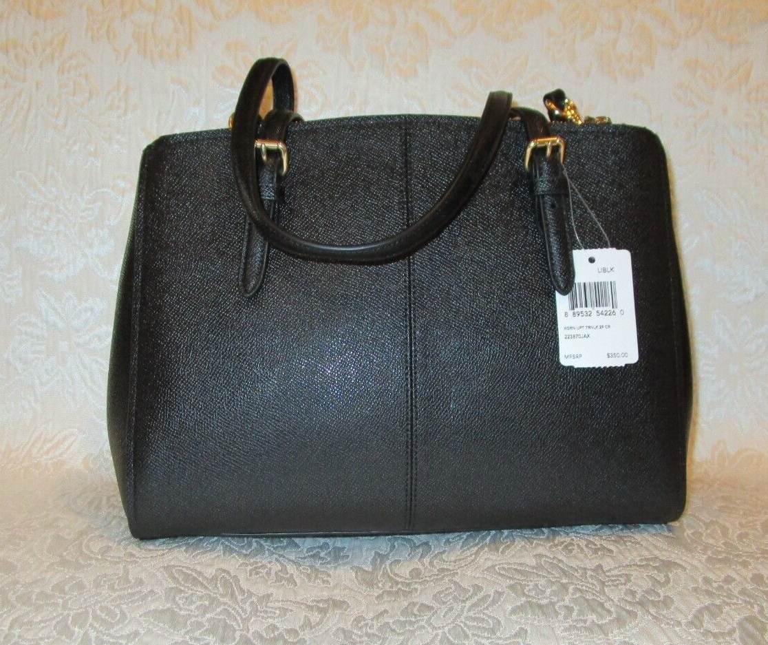 NWT ~ COACH Black Cross Grain Leather Sm/Med Satchel Bag | eBay