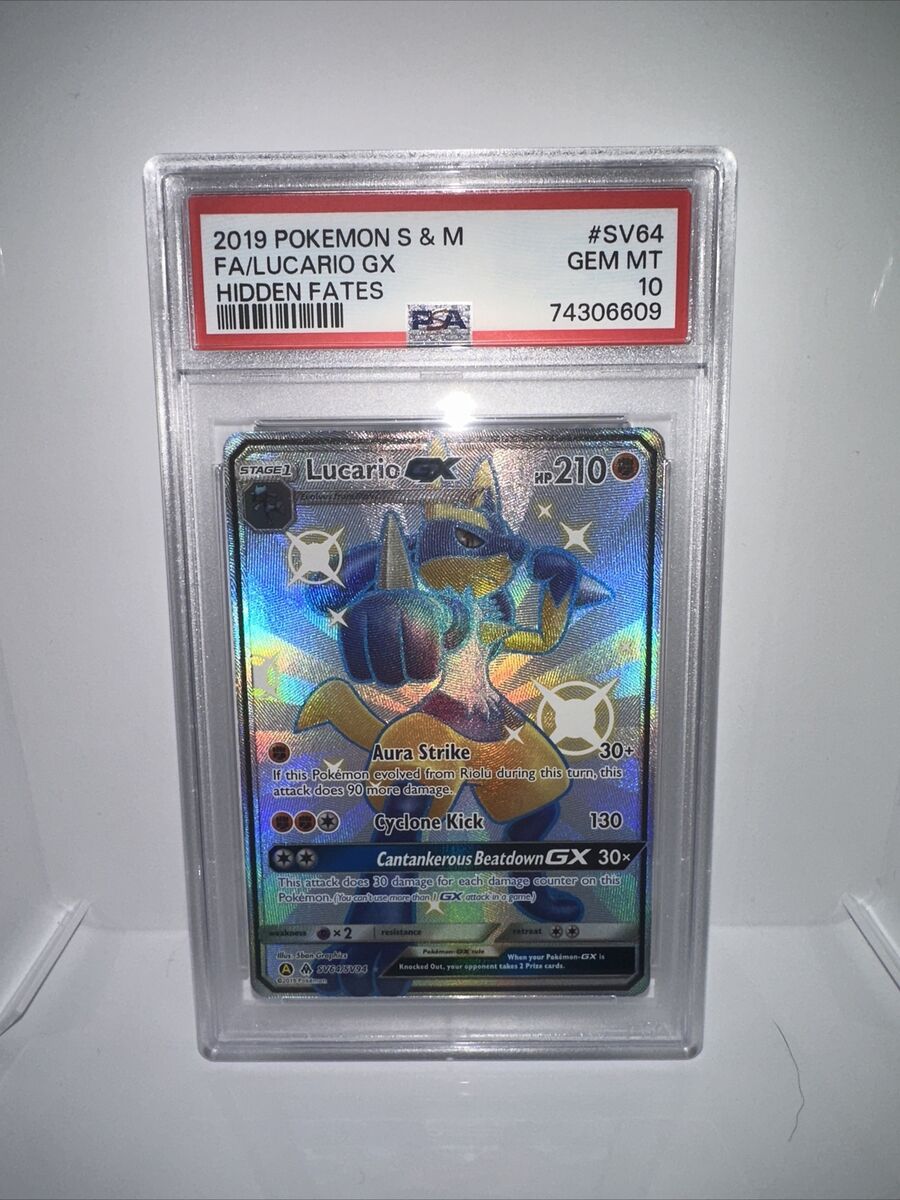 PSA 10 Lucario GX Full Art Shiny SV64/SV94 Hidden Fates