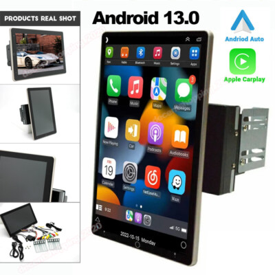Double 2DIN Rotatable 10.1'' Android 13 Touch Screen Car Stereo Radio GPS WIFI BT
