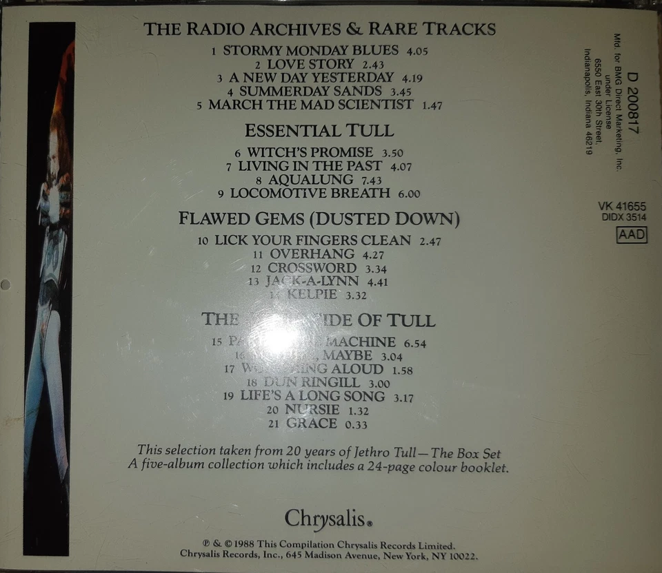 Jethro Tull - 20 Years of Jethro Tull. CD. Near Mint Used Condition.  - Image 2 of 2