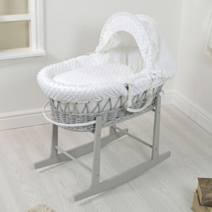 4baby padded grey wicker moses basket