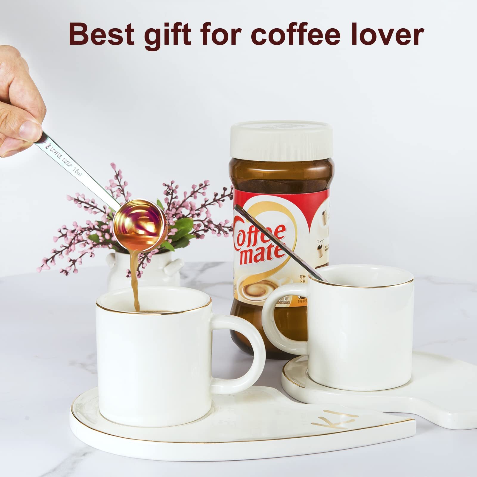 Premium coffee scoop set set of 2 Metal stainless steel long handle coffee sco