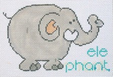 Elephant - Hand Painted Needlepoint Canvas