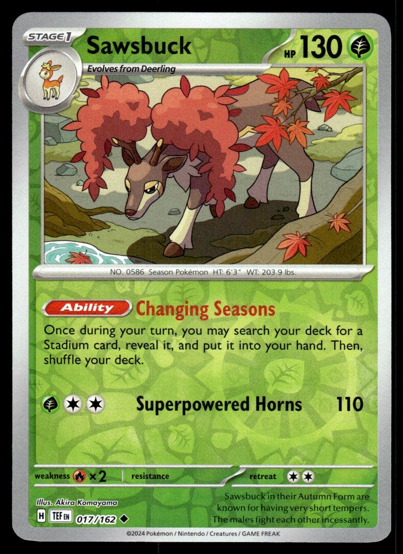 Sawsbuck Reverse Holo 2024 Pokemon Temporal Forces TEF Q16 017 eBay