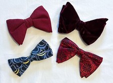 Lot of 4 Vintage Clip On Bow Tie Royal  Ormond Retro Patterns, Velvet, Solids