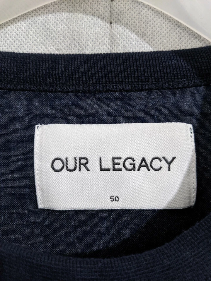 Camisa Our Legacy SS15 Azul Marino Lino Jersey LS Cuello Redondo 50 Foto 4 de 4