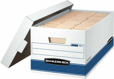 Bankers Box 00701 Medium-Duty File Storage Box - White/Blue (Case of 12)