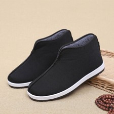 Zapatos de algodón de invierno cálidos y antideslizantes de caña alta para hombre con vellón añadido