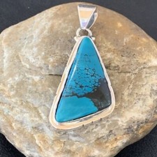 Mens Spider Web Turquoise Navajo Sterling Silver Pendant 10754