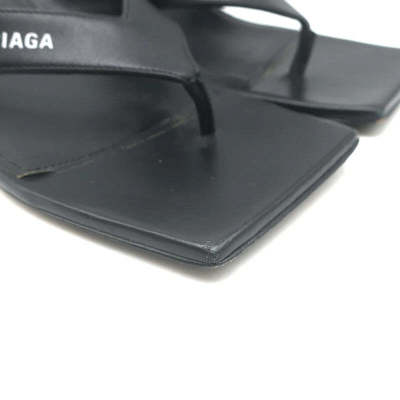 Sandalias Balenciaga Metal 40 Tanga Cuero Negro Talla 36.5 Chanclas Tacones Foto 2 de 4