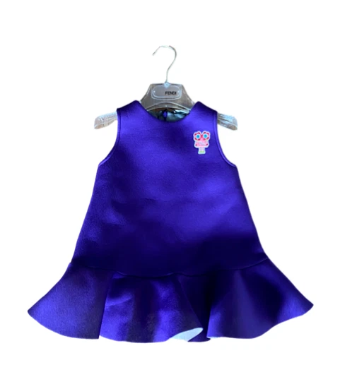Fendi Kids Dress 24 Months Neoprene Tulle Purple And Pink Monster
