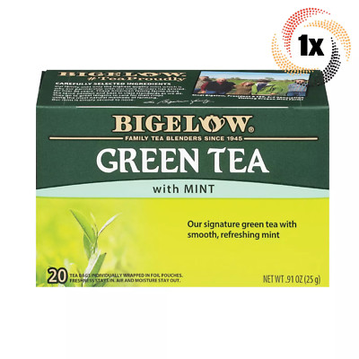 1x Box Bigelow Natural Green Tea With Mint | 20 Pouches Per Box | .91oz