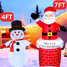 Image of Christmas Inflatable Santa Claus Snowman Decoration Outdoor LED Light Blow Up