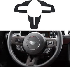 Black Alcantara Suede Interior Steering Wheel Frame Cover Fits 15-22 Mustang