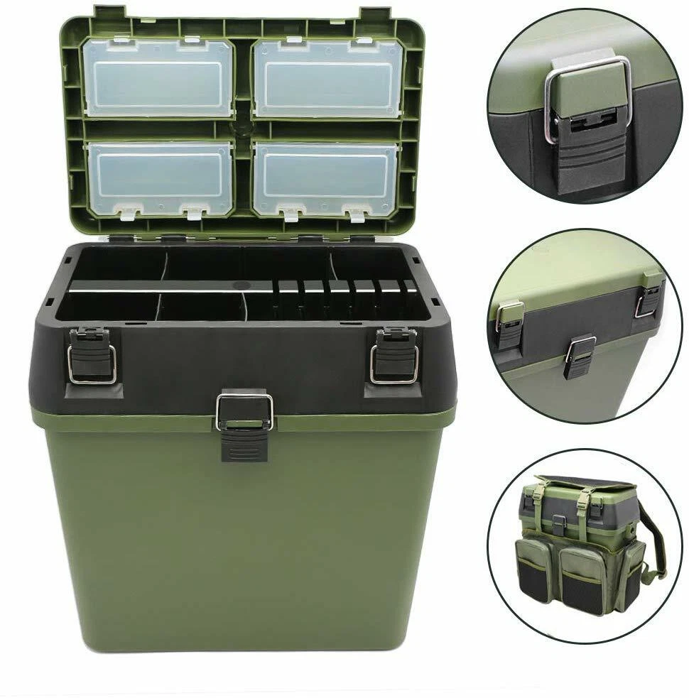 Tackle Box seat bucket box for camping fishing boating with back pack bag