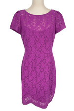 ELIE TAHARI Womens size 8 Magenta Lace Overlay purple zip lined dress sheath