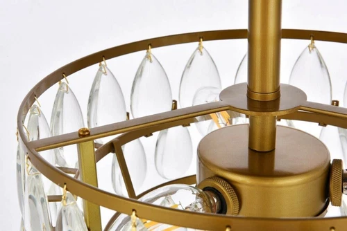 Crystal Tear Drop Flush Mount Ceiling 3 Light Brass Bathroom Bedroom Lighting - Picture 7 of 10