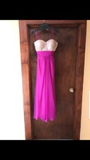 Magenta prom dress with bling, strapless
