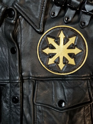 Chaos gold and black color patch GENUINE LEATHER - Picture 3 of 3