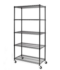 Commercial 5-Tier Storage Rack,Rolling Metal Garage Storage Shelves 35'x18'x71''
