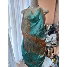 Fashion Nova Sparks Are Flying Satin Mini Dress Mint Orange Marble 1X NWT